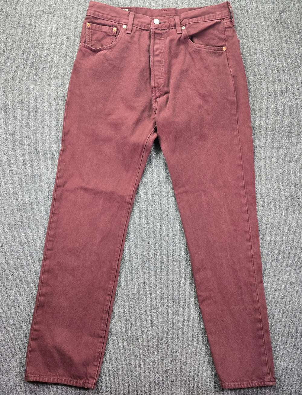 Levis Premium 501 '93 Jeans 32x32 Red Burgundy Denim Straight Leg Button Fly